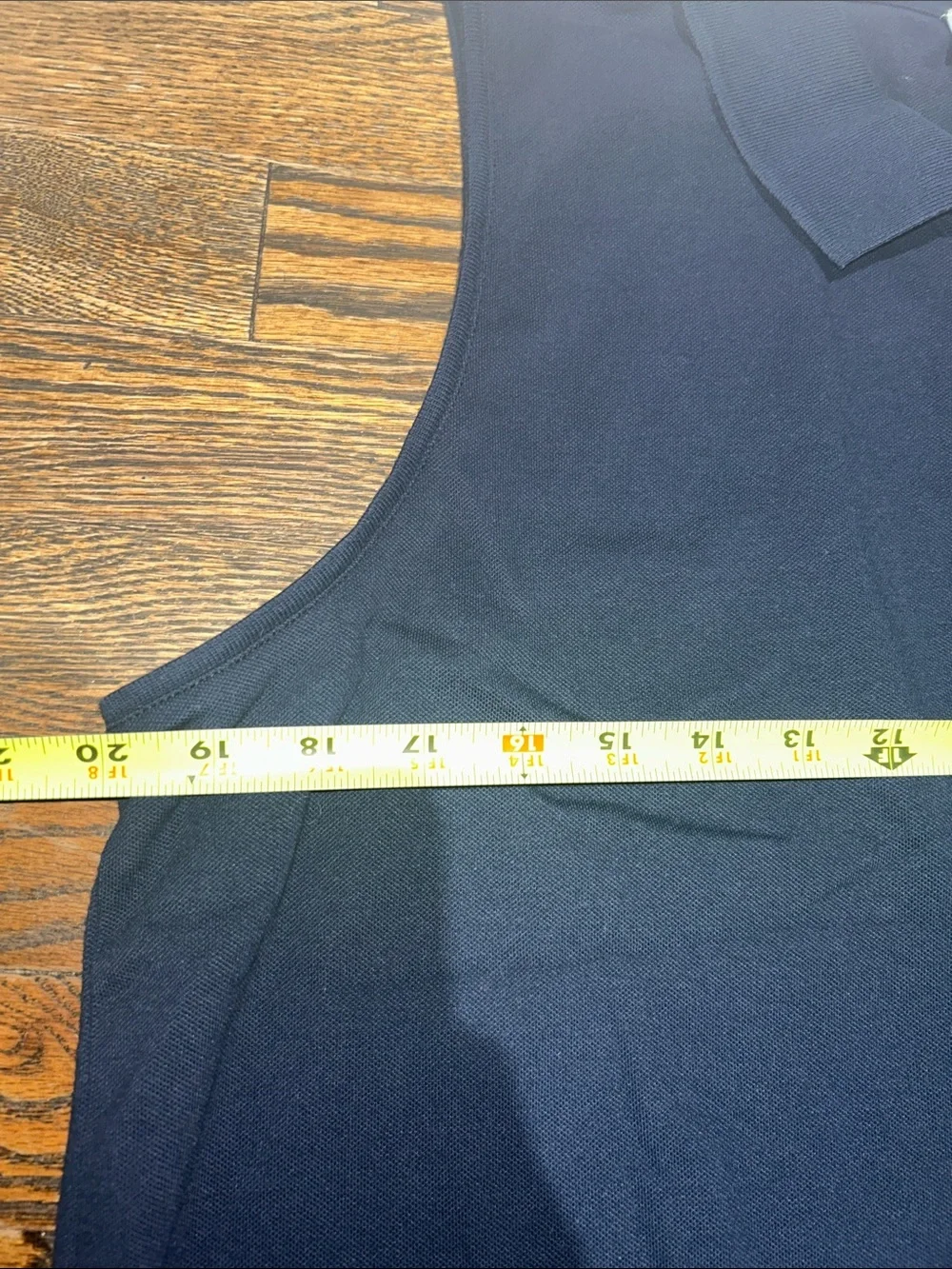 Sleeveless Navy Polo Tank with Red Embroidered Logo